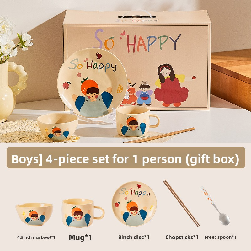 Cute ceramic bowl parent-child household set