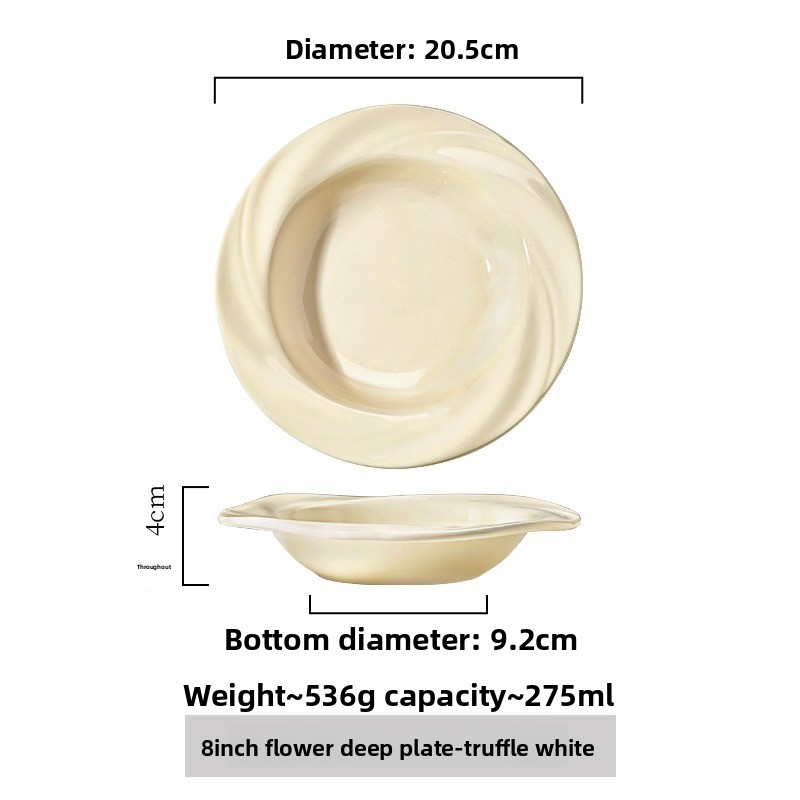 Household ceramic bowls and dishes - 8-inch fruit plate and dinner plate