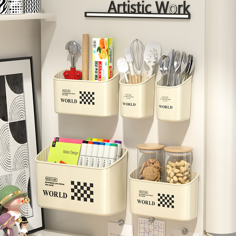 Refrigerator shelf wall-mounted drill-free kitchen supplies storage box