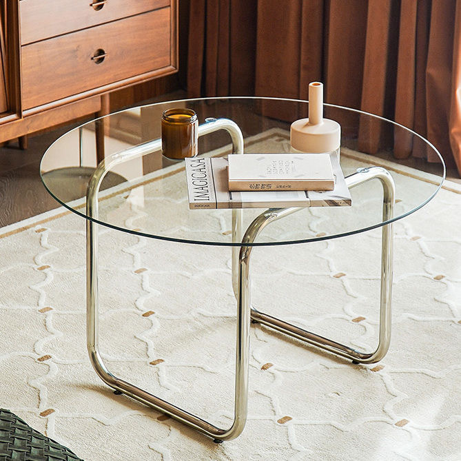 Small round tempered glass coffee table