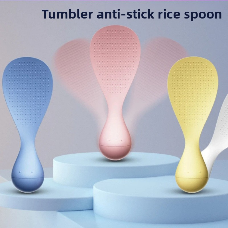 Household vertical tumbler non-stick and non-scratching pot rice serving spoon, easy to clean