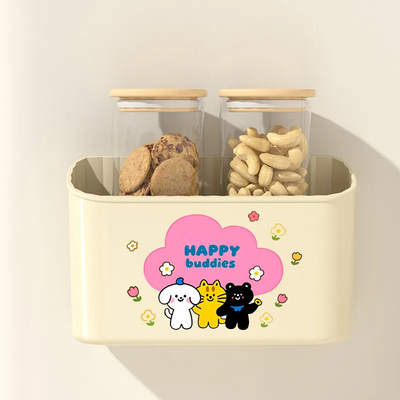 Refrigerator shelf wall-mounted drill-free kitchen supplies storage box