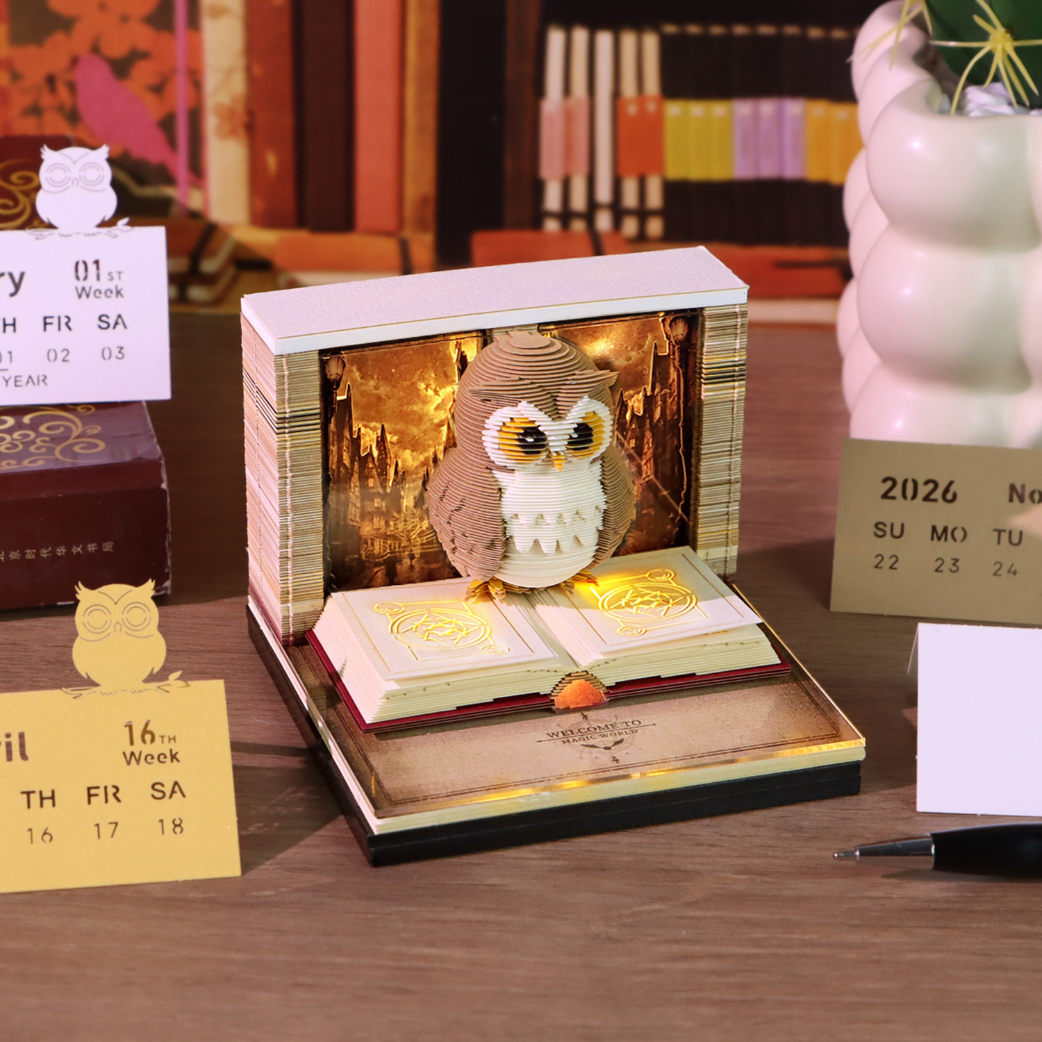 3D three-dimensional sticky note paper carving calendar Harry Potter