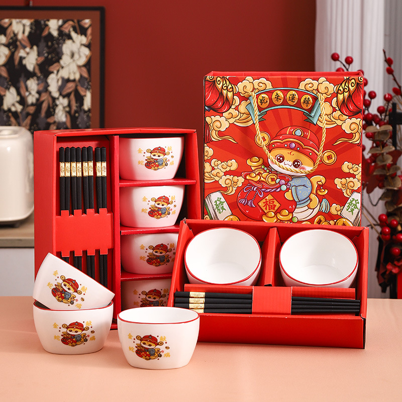Ceramic tableware set including bowls and chopsticks