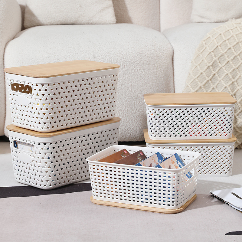 Hollowed-out woven storage basket
