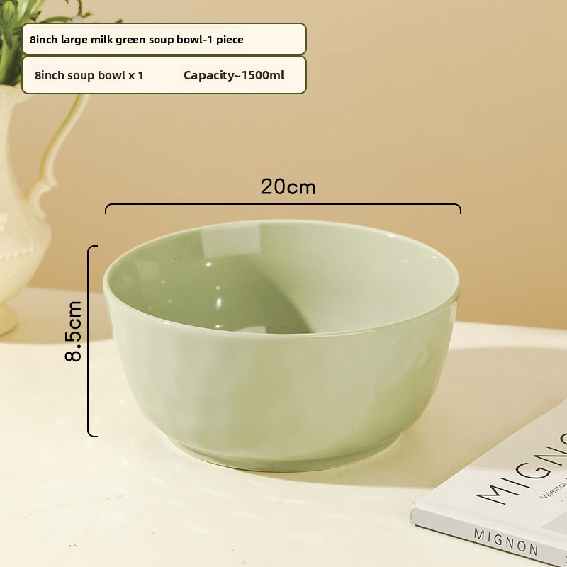 8-inch large household soup bowl, large ceramic instant noodle bowl