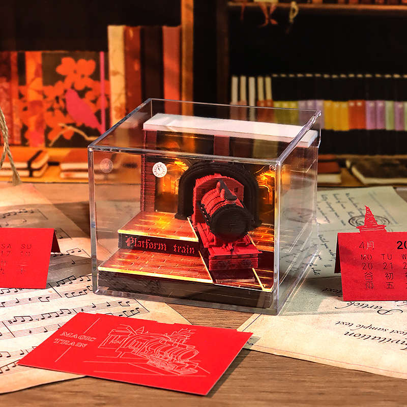 Harry Potter Magic Train Paper Carving 3D Stereo Sticky Note Book