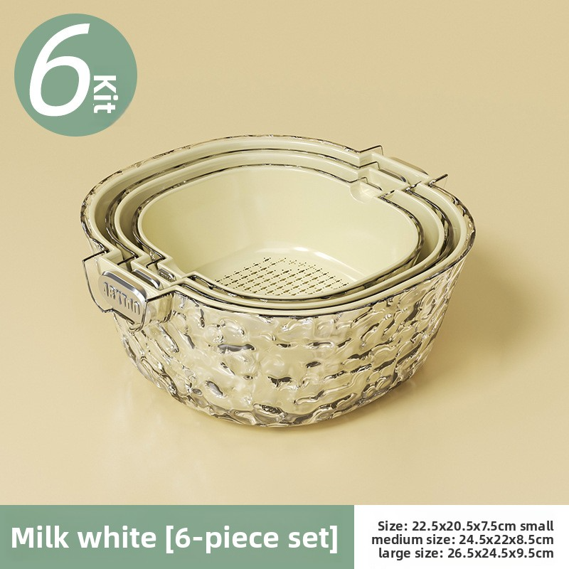 Double-layer draining basket for washing fruits and vegetables in the kitchen