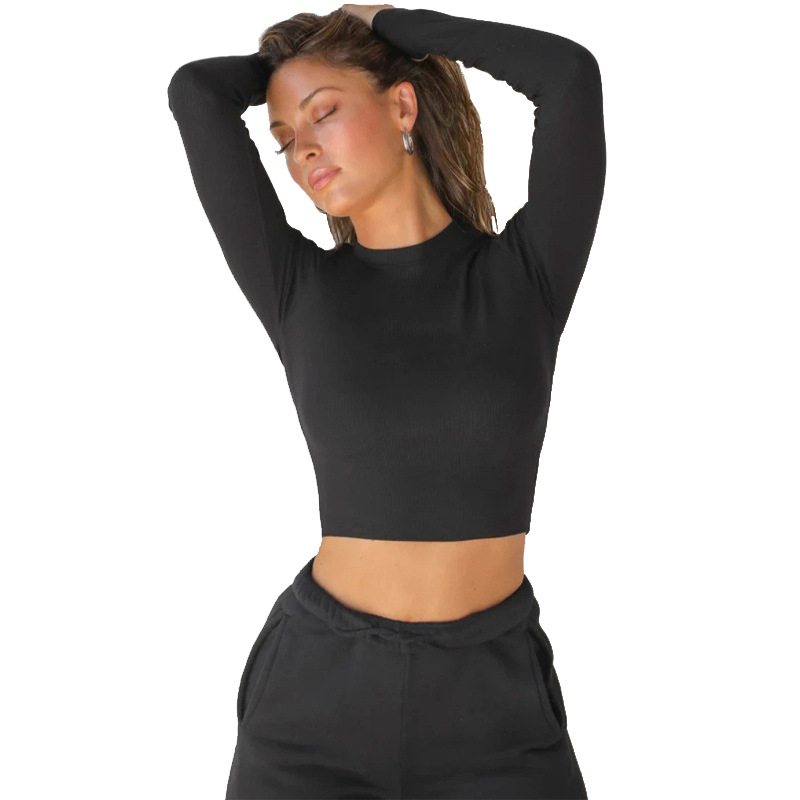 Long-sleeved sports top for fitness, running and yoga