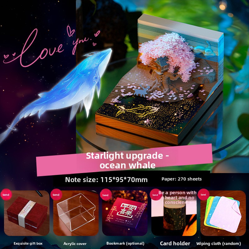 3D Stereo Sticky Note Cherry Blossom Tree Paper Carving