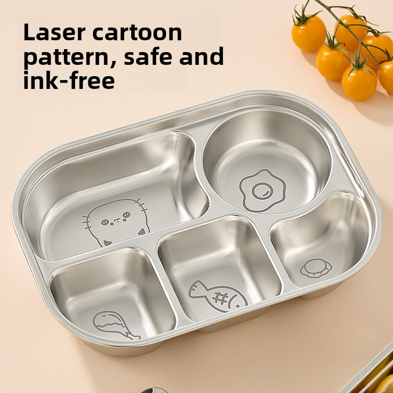 316 stainless steel fast food plate, children's baby divided plate