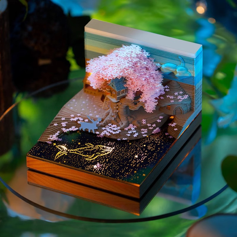 3D Stereo Sticky Note Cherry Blossom Tree Paper Carving