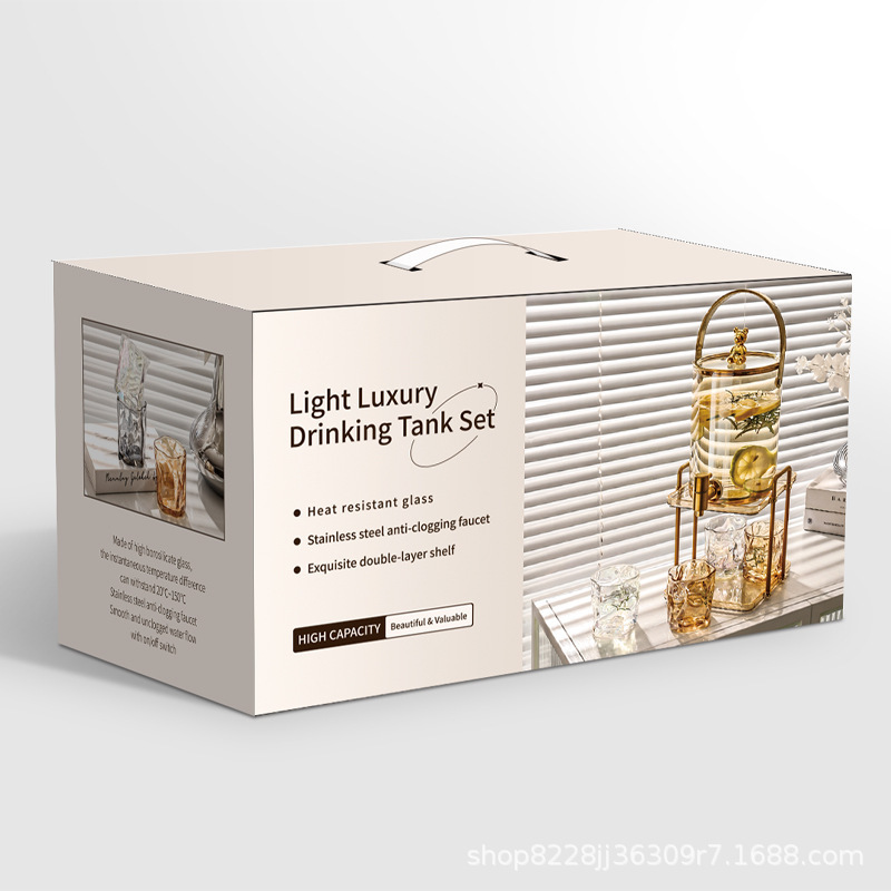 Glass cold water jug with faucet bucket set