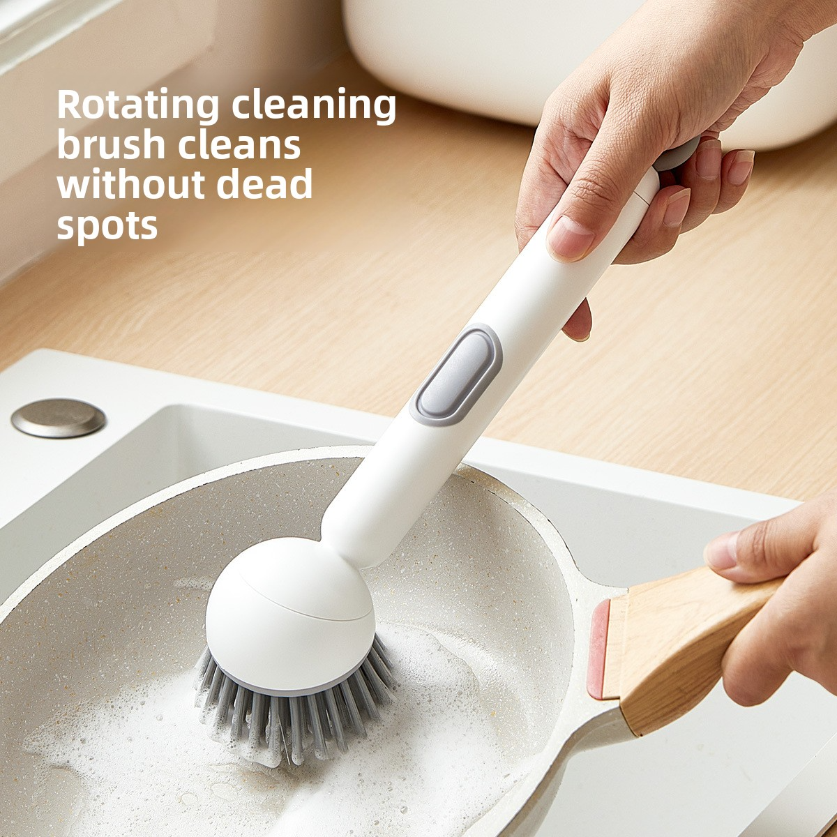 Long-handled brush specially for kitchen, oil-resistant, pot-friendly, multi-functional cleaning brush