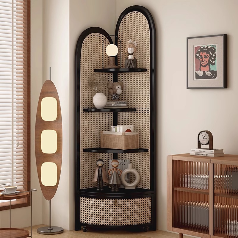 Vintage solid wood triangular corner cabinet shelf