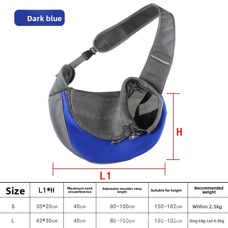 Crossbody pet bag for outdoor use, portable with breathable mesh