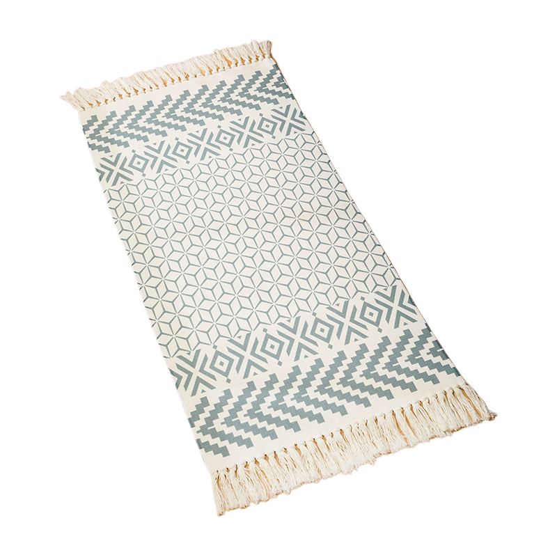 Ethnic style hand-woven cotton and linen tassel carpet