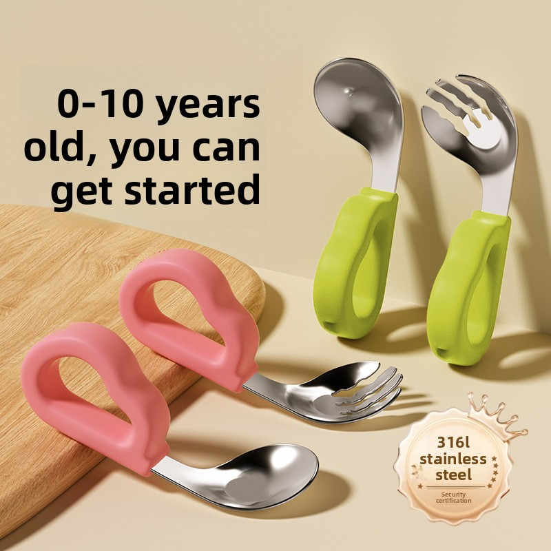 Baby spoon, specially designed for training infants to eat independently