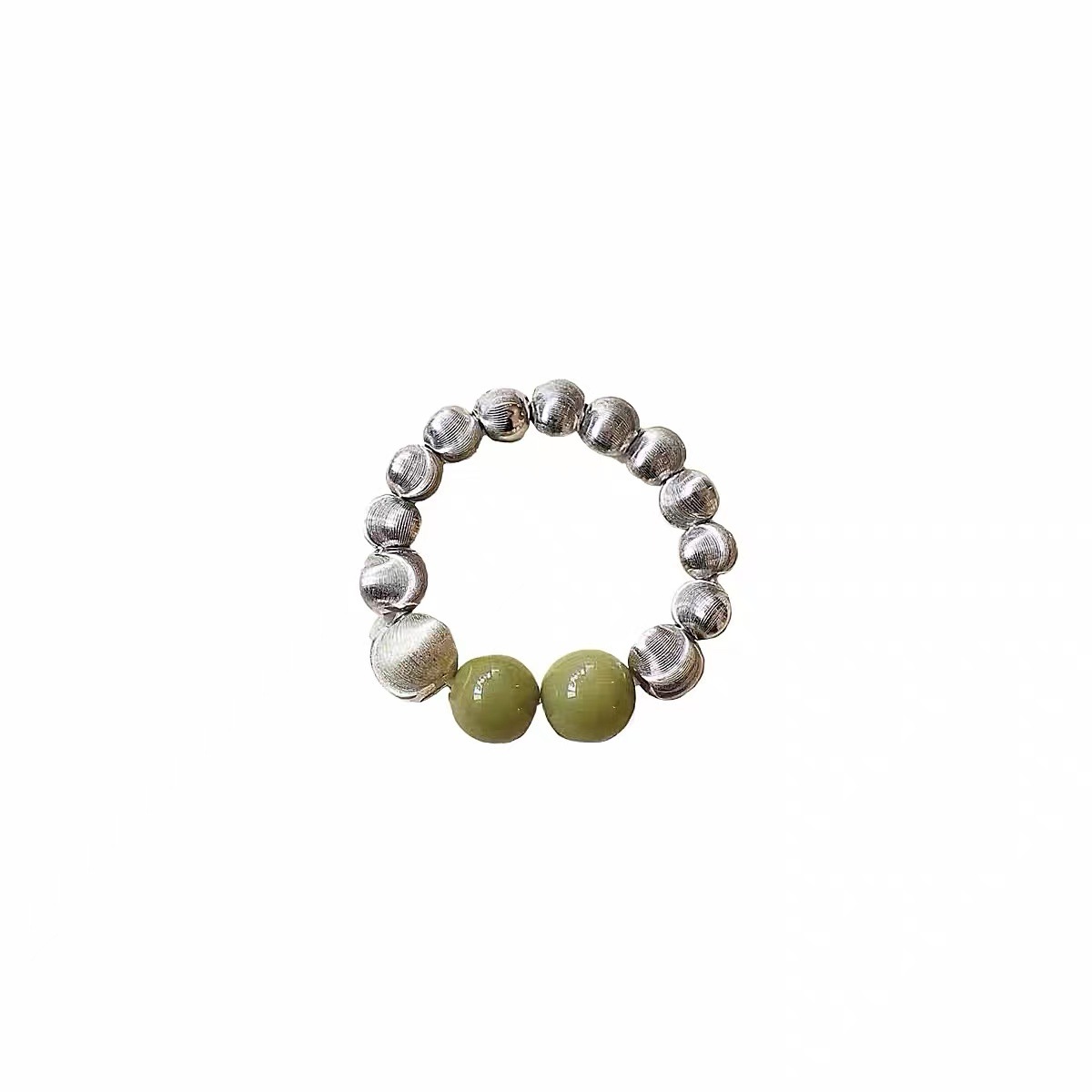 Sunrise Tibetan Incense Bead Green Bracelet and Ring Set