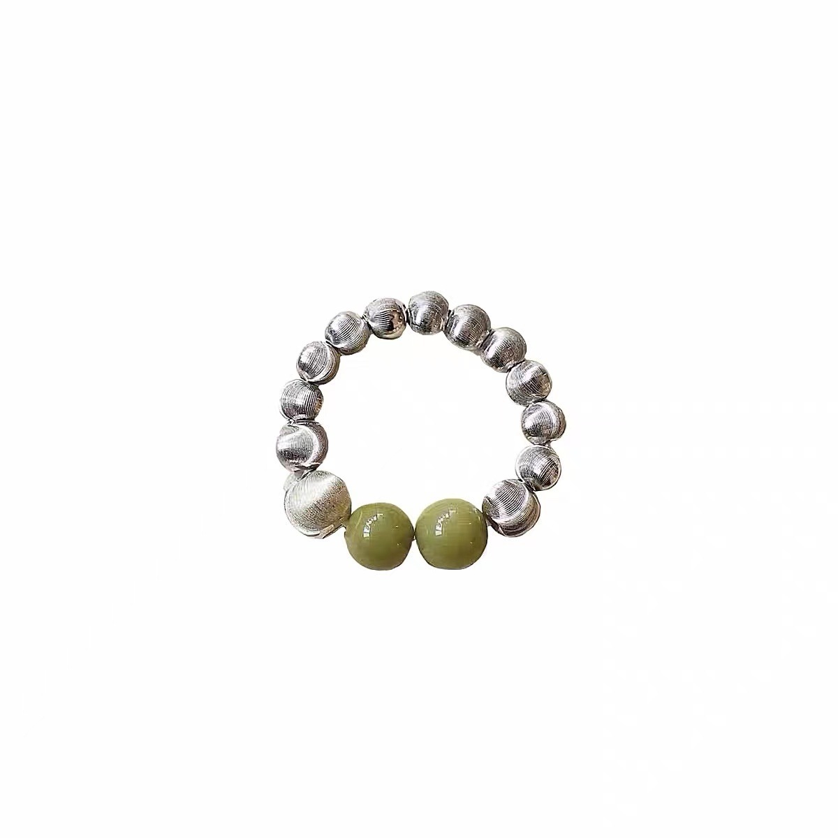Sunrise Tibetan Incense Bead Green Bracelet and Ring Set