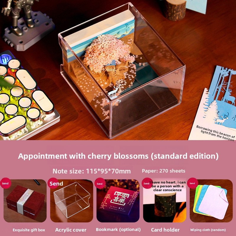 3D Stereo Sticky Note Cherry Blossom Tree Paper Carving