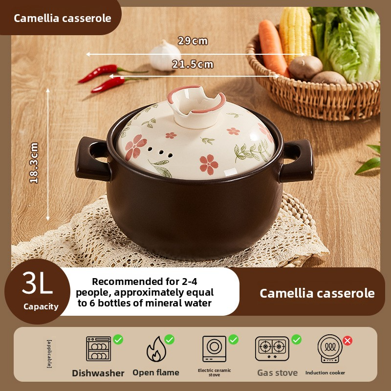 Clay pot stew pot for home use, gas stove compatible, high-temperature resistant ceramic soup pot, specially designed for gas stove open flame use