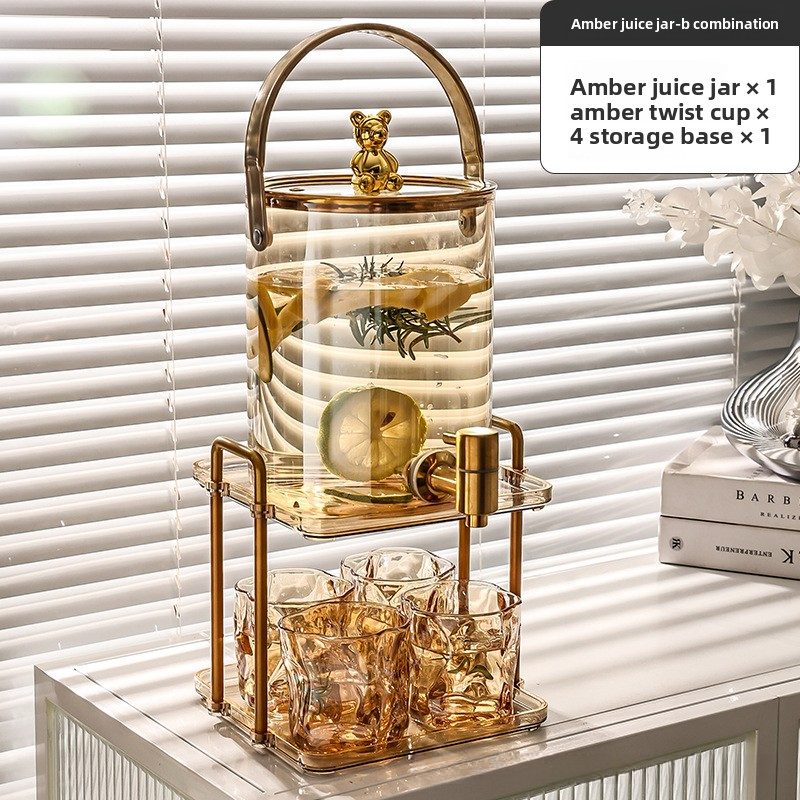 Glass cold water jug with faucet bucket set