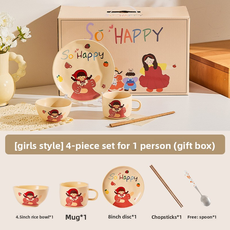 Cute ceramic bowl parent-child household set