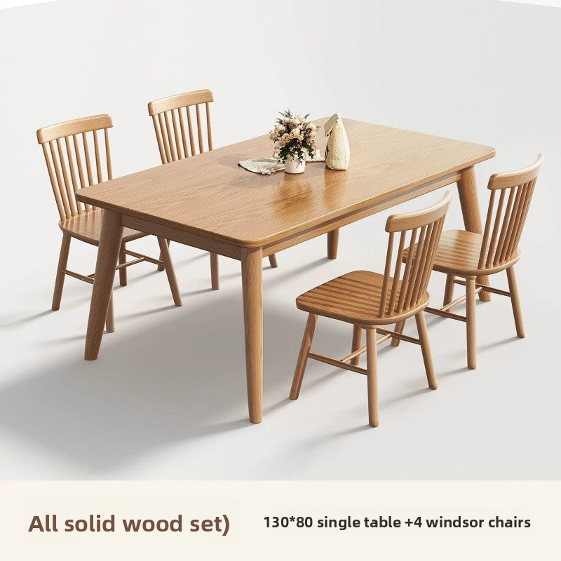 Modern solid wood rectangular dining table and chairs