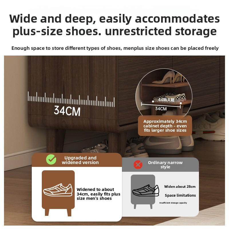 Chinese-style solid wood entry door shoe cabinet