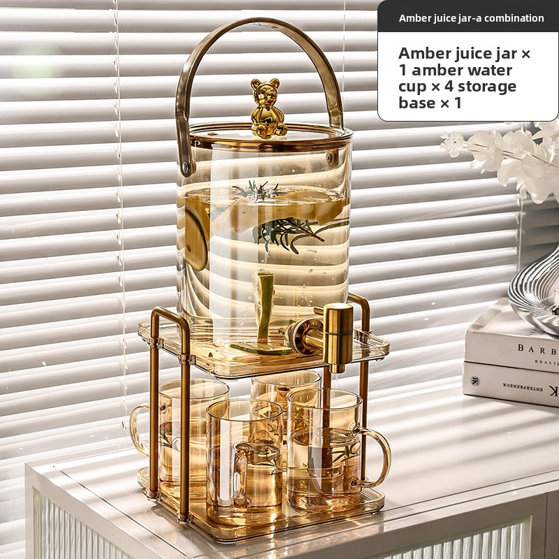 Glass cold water jug with faucet bucket set