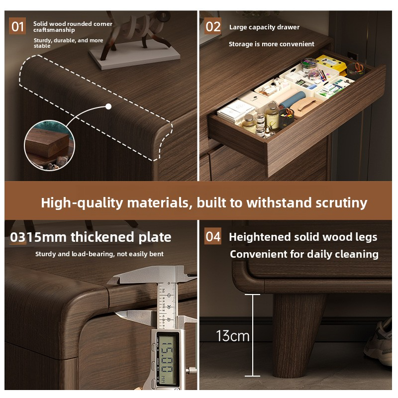 Chinese-style solid wood entry door shoe cabinet