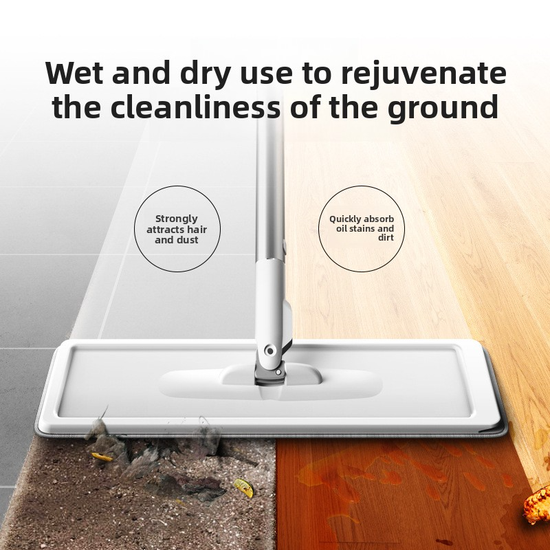 Hands-free large-sized household flat mop