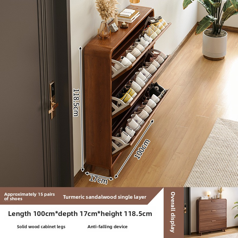 Ultra-thin tipping bucket shoe cabinet