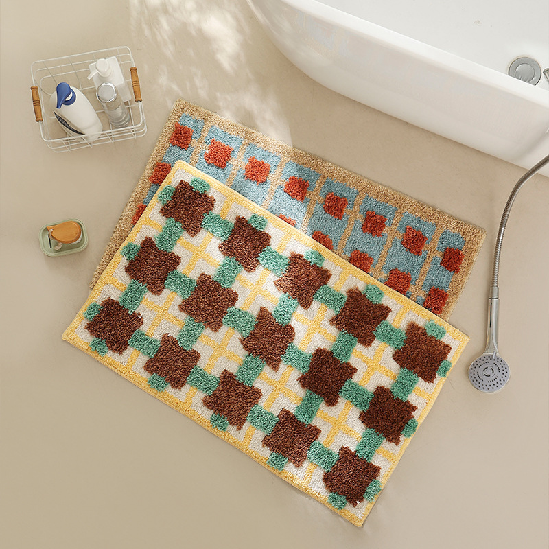 Vintage bathroom water-absorbing and quick-drying floor mat