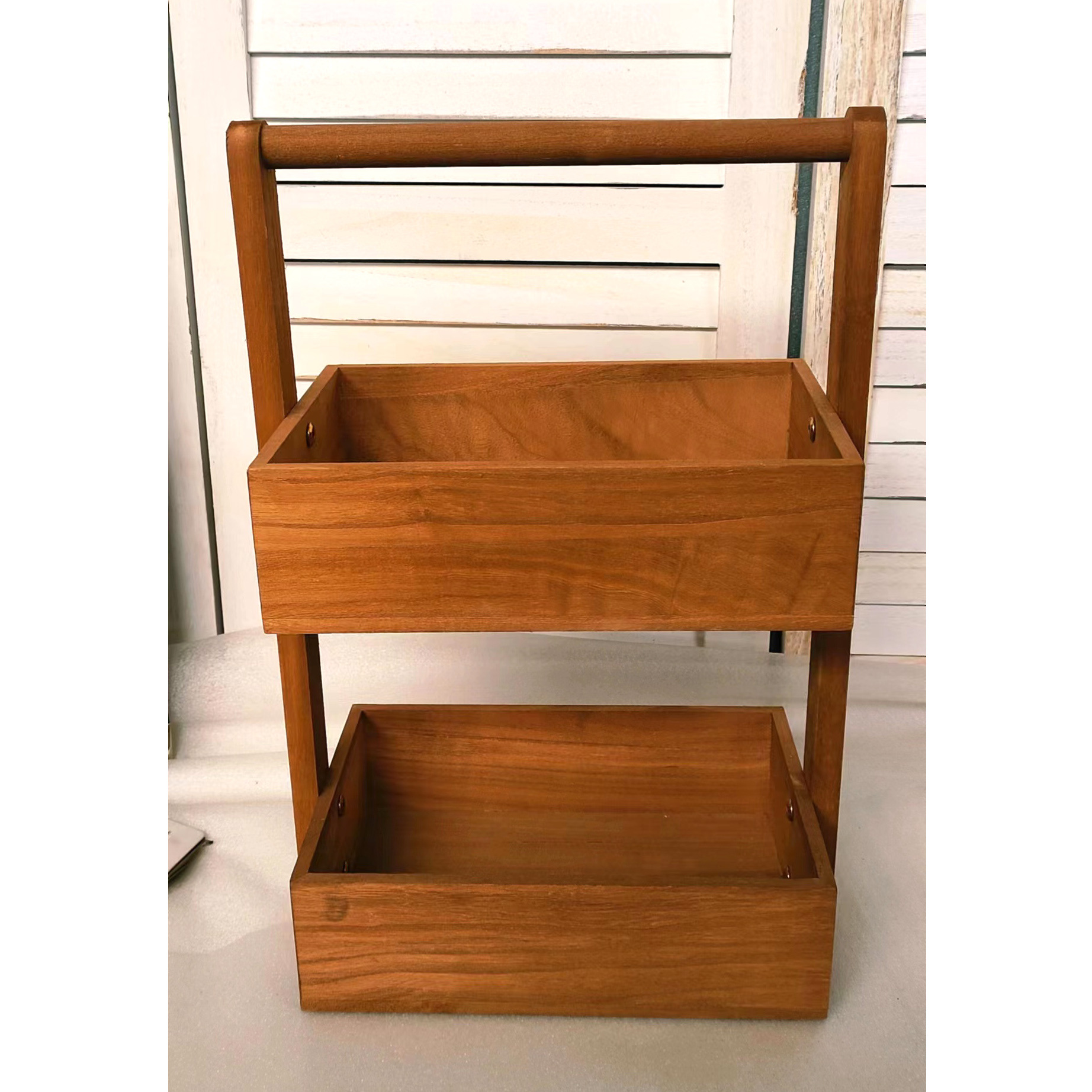 Double-layer solid wood shelf