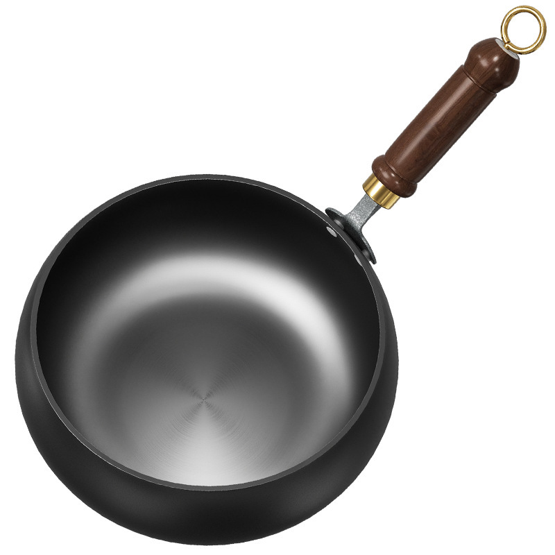 Big-bellied pot, purely hand-forged wok, non-coated and non-stick pan