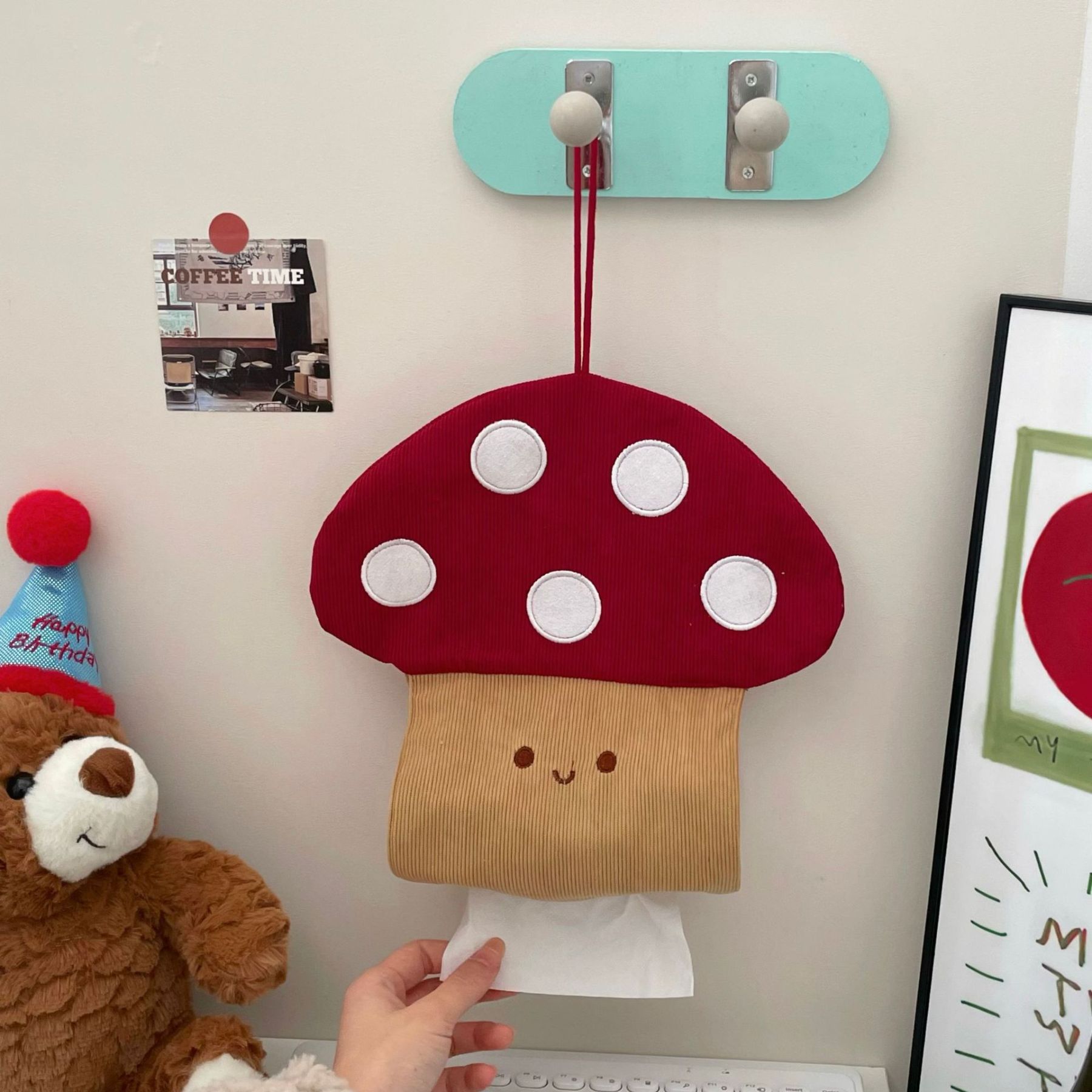 Cute Mushroom Punch-free Wall-mounted Tissue Box