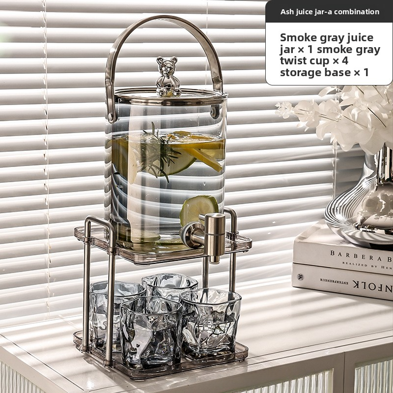 Glass cold water jug with faucet bucket set