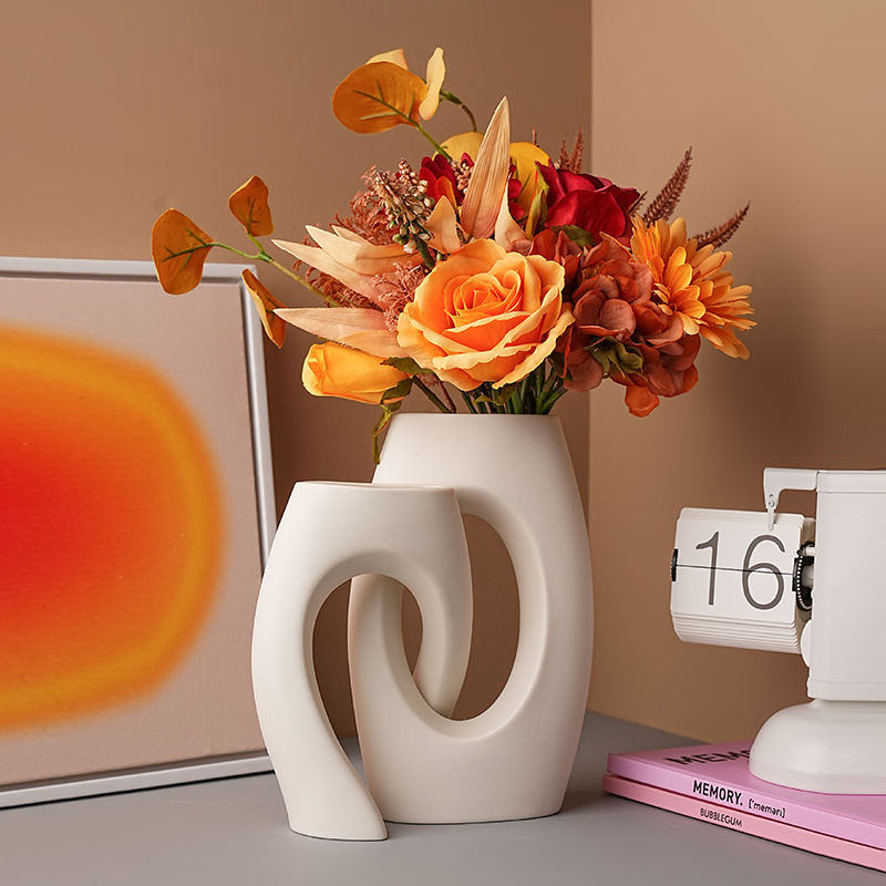 White artistic ceramic vase