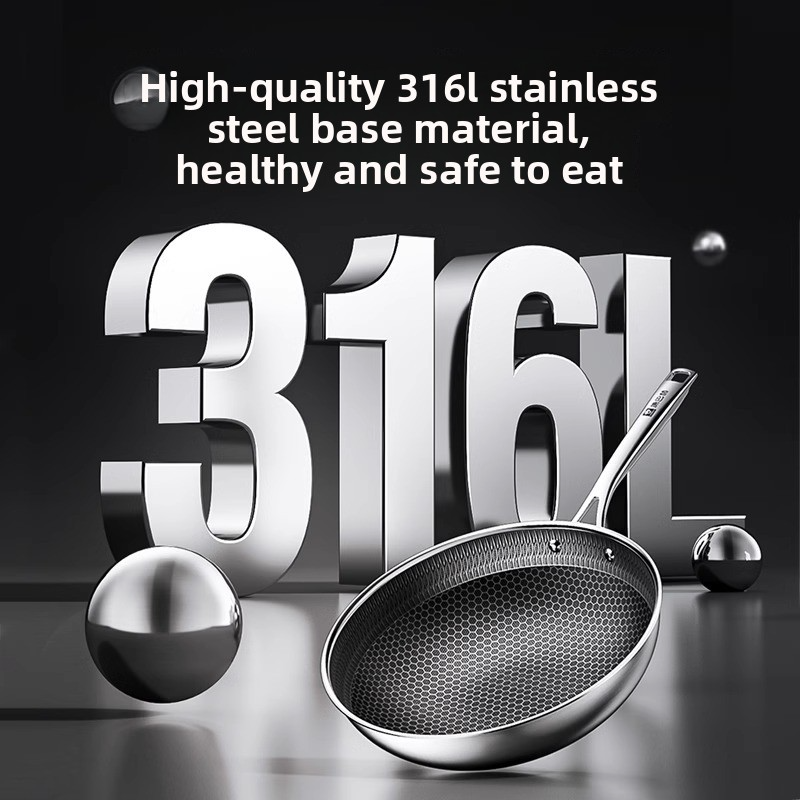 316 stainless steel household non-stick pan with honeycomb wok