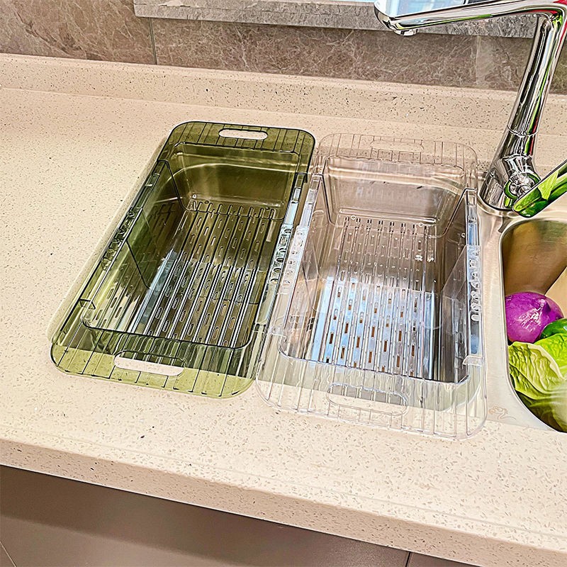 Kitchen retractable draining rack, sink draining basket