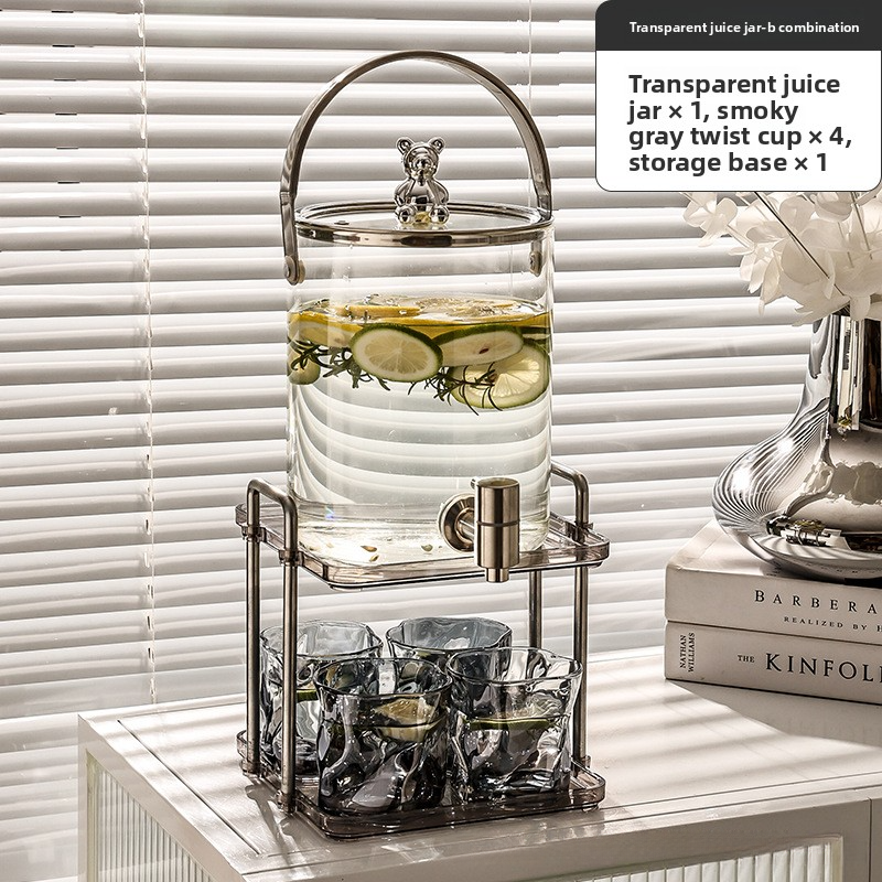 Glass cold water jug with faucet bucket set