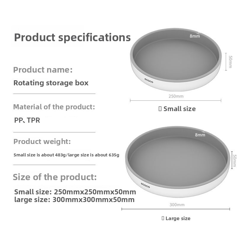 Rotating condiment storage rack for kitchen countertop, multi-functional storage tray for home use