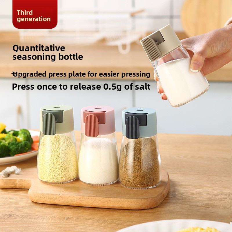 Quantitative salt shaker seasoning bottle, sealed and moisture-proof, kitchen condiment jar