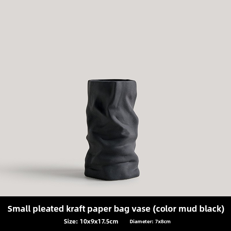 Black and white pleated vase decoration