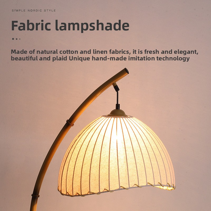 Vintage mid-century fishing floor ambient fabric lamp