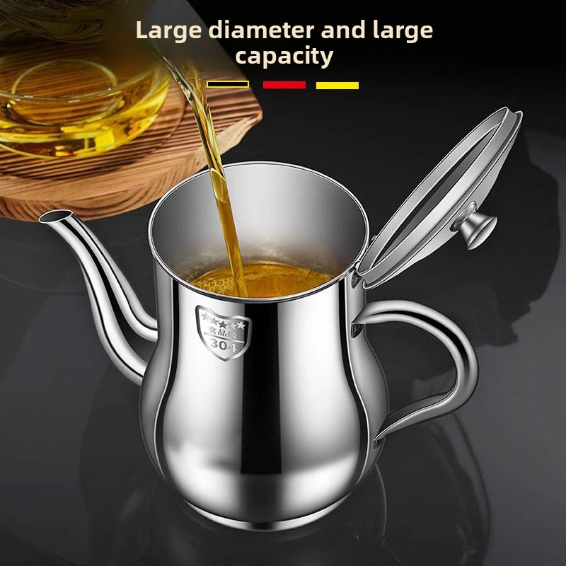304 stainless steel household oil storage pot/bottle with filter screen and large capacity
