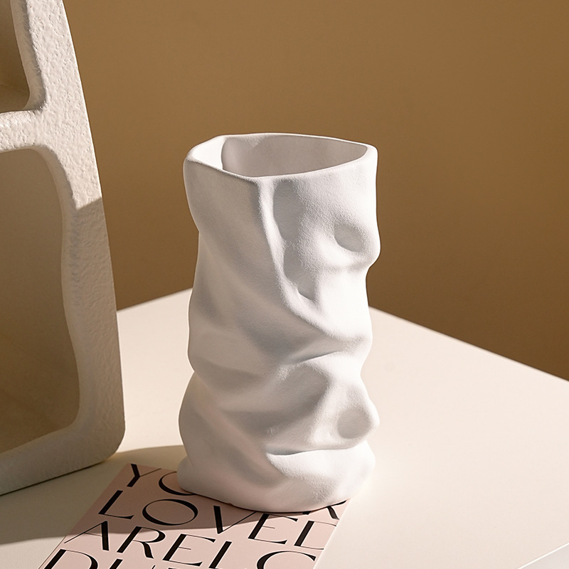 Black and white pleated vase decoration