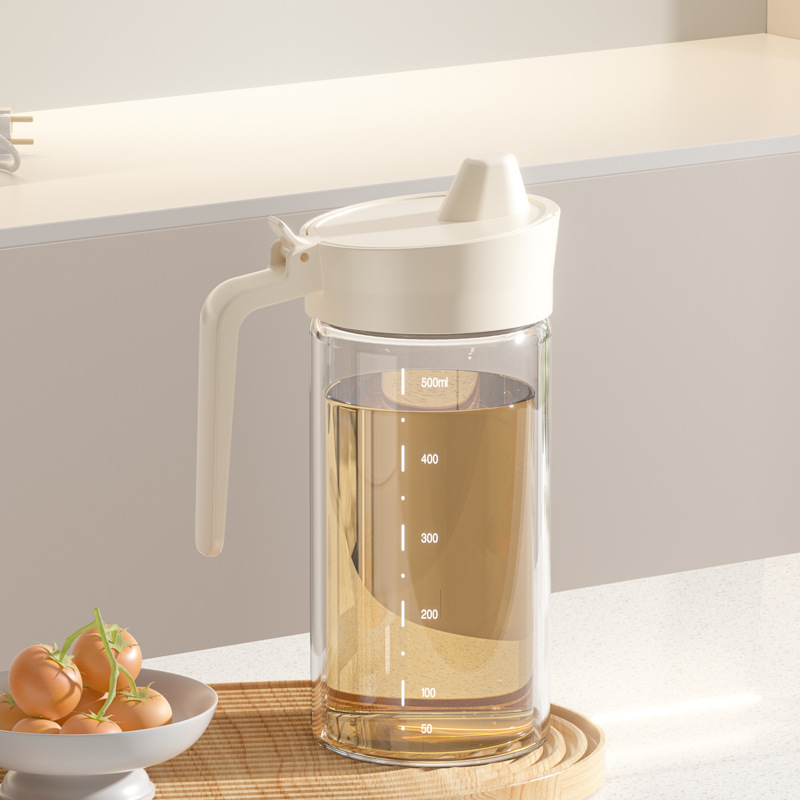 Household large-capacity leak-proof glass oil bottle
